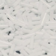 Miyuki Bugle 6mm Beads - White opaque matted ab BGL2-402FR